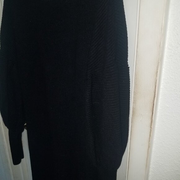 Express Black V Neck Balloon sleeve Midi Sweater Dress Women's size XL - Picture 3 of 5